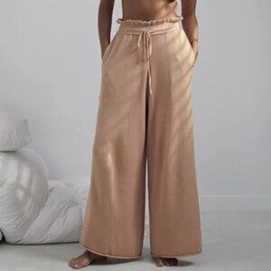 Lunya Cozy Cotton Silk Relaxed Pant in Rare Cream/Pink Womens LG - *NWT!*